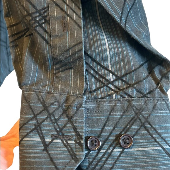 Eighty Eight Large Black Blue Button Down Business Shirt Dress - Picture 3 of 4